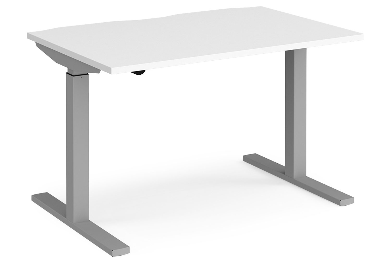Ascend Sit & Stand Single Office Desk, 120wx80dx68-118h (cm), Silver Frame, White