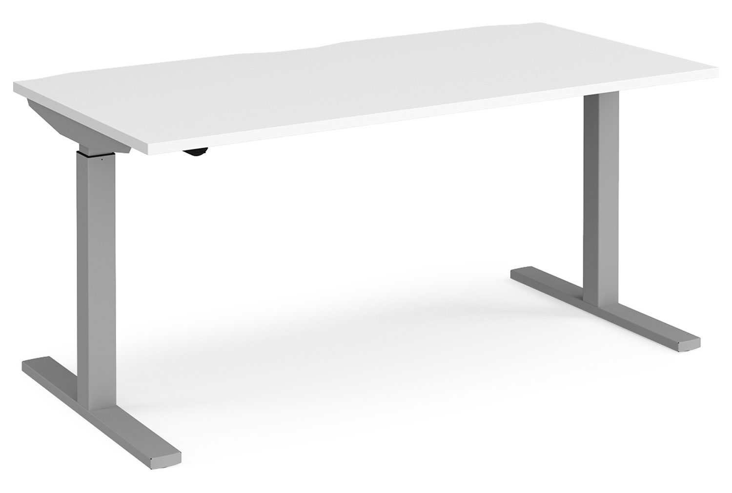 Ascend Sit & Stand Single Office Desk, 160wx80dx68-118h (cm), Silver Frame, White, Fully Installed
