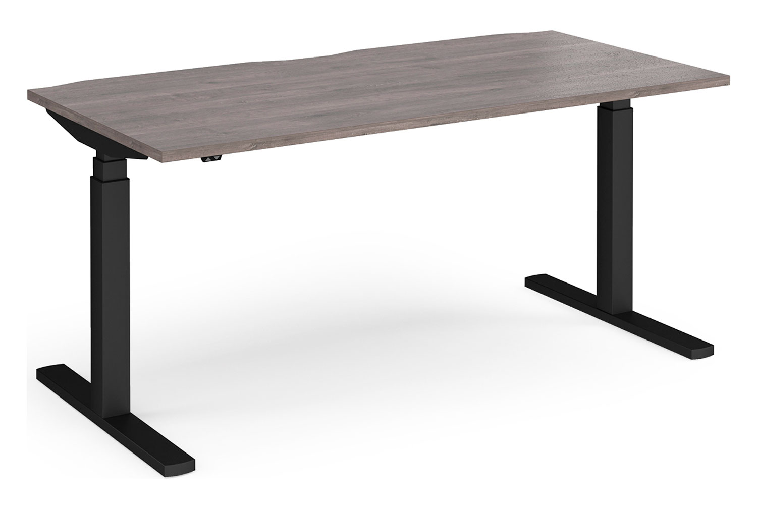 Ascend Deluxe Sit & Stand Single Office Desk, 160wx80dx68-130h (cm), Black Frame, Grey Oak, Fully Installed
