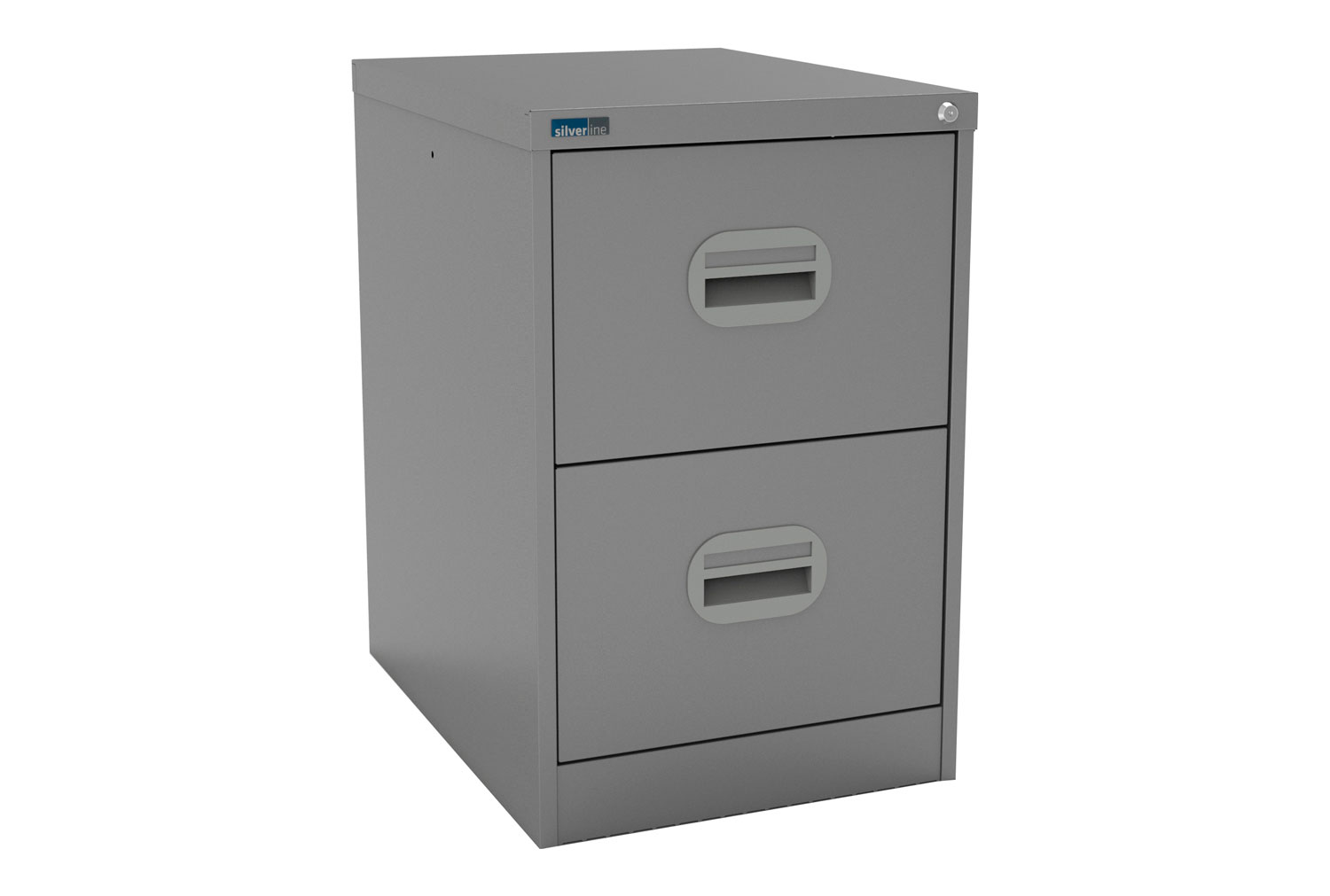 Silverline Kontrax 2 Drawer Filing Cabinet, 2 Drawer - 46wx62dx71h (cm), Silver