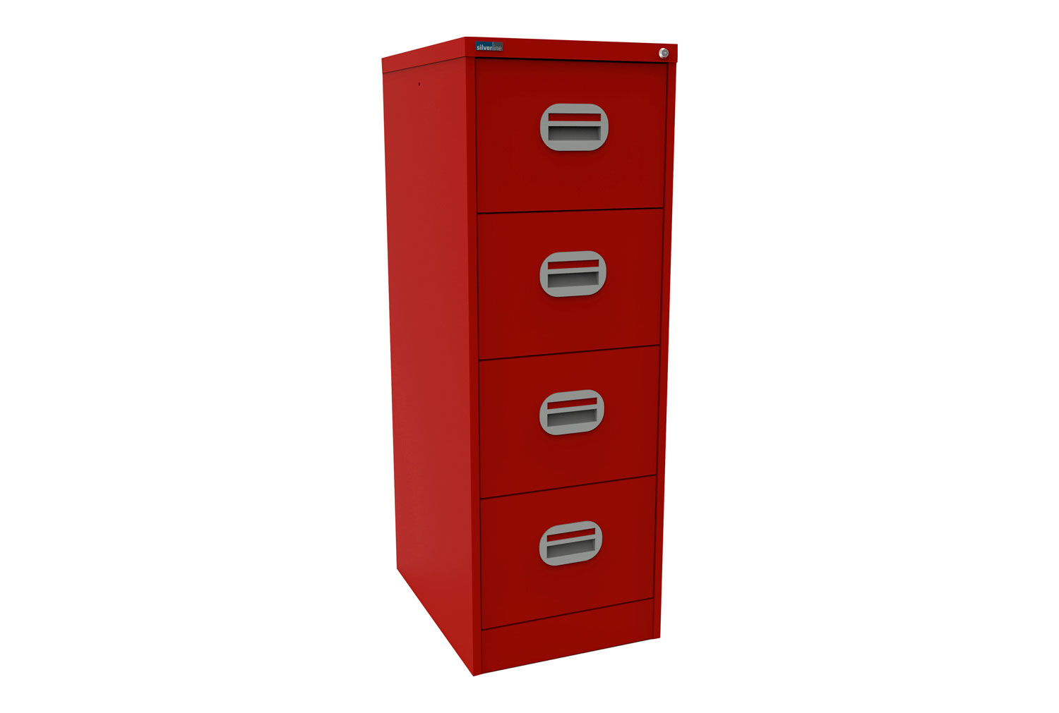 Silverline Kontrax 4 Drawer Office Filing Cabinet, 4 Drawer - 46wx62dx132h (cm), Red, Express Delivery