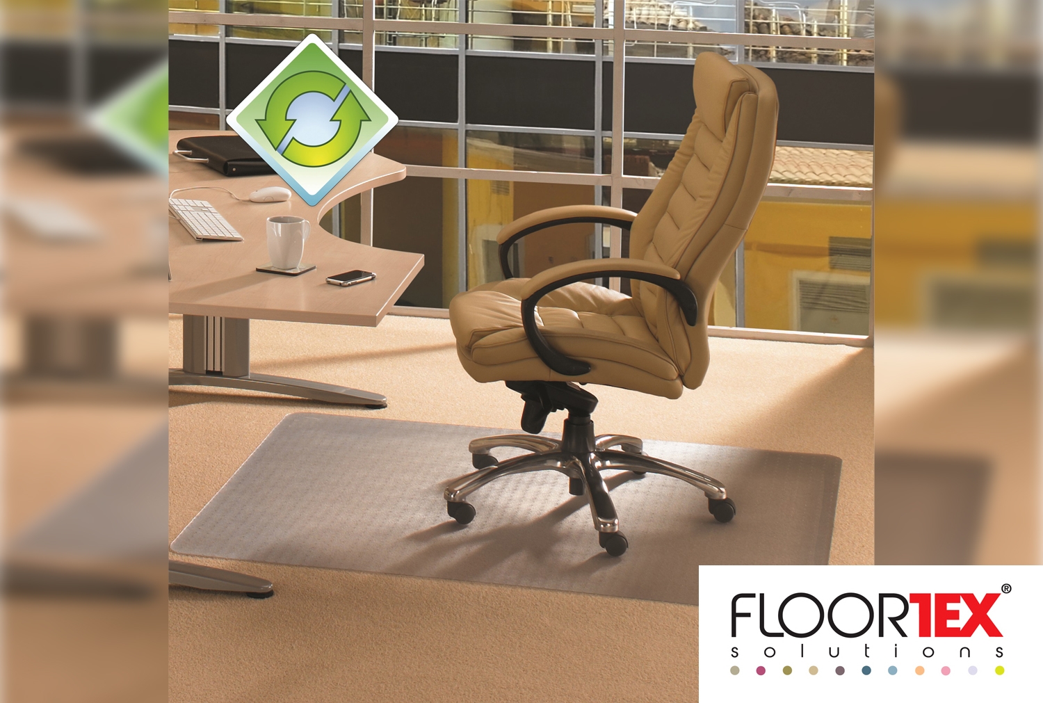 EcoTex Recyclable Office Chair Mat For Standard Pile Carpets, 120lx75w (cm)