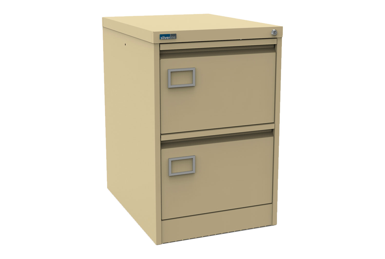 Silverline Executive 2 Drawer Filing Cabinets, 2 Drawer - 46wx62dx71h (cm), Beige, Fully Installed