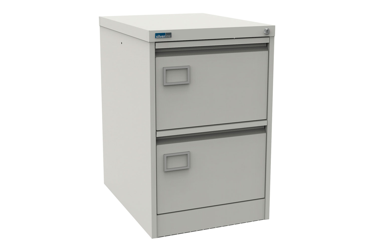 Silverline Executive 2 Drawer Filing Cabinets, 2 Drawer - 40wx62dx71h (cm), Traffic White, Fully Installed