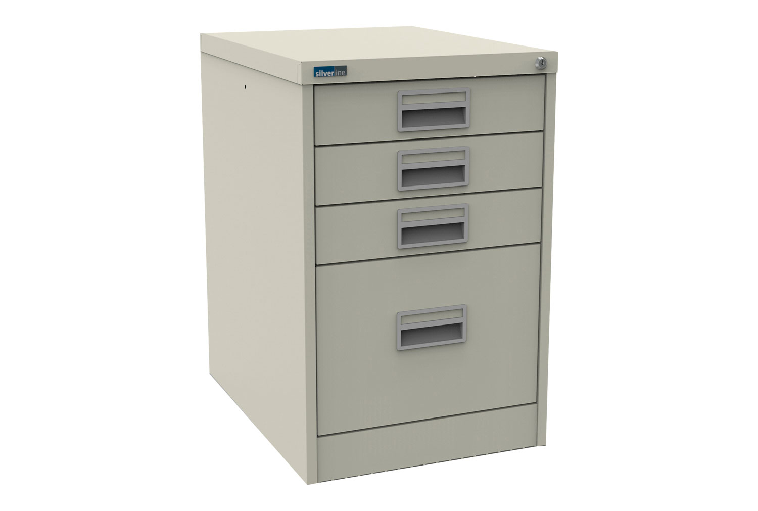 Silverline Midi 1+3 Drawer Filing Cabinets, 1+3 Drawer - 46wx62dx71h (cm), White Almond, Fully Installed
