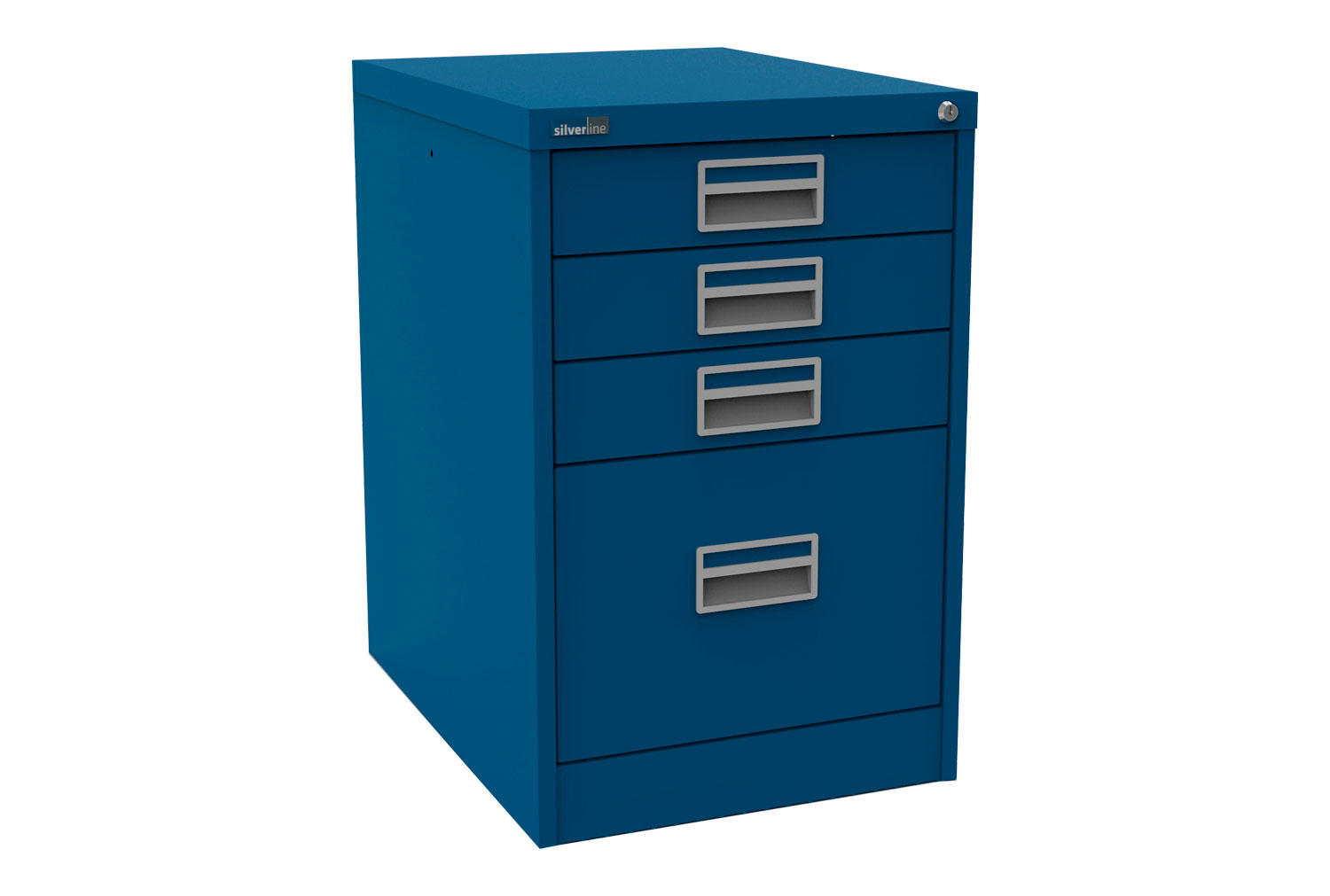 Silverline Midi 1+3 Drawer Filing Cabinets, 1+3 Drawer - 46wx62dx71h (cm), Blue, Fully Installed