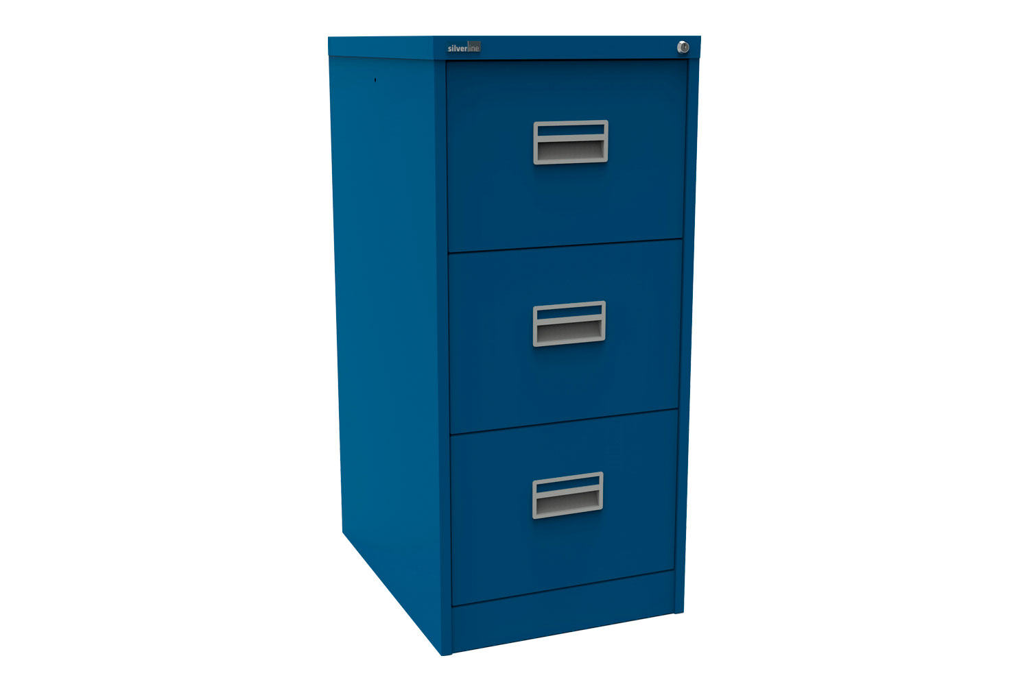Silverline Midi 3 Drawer Filing Cabinets, 3 Drawer - 46wx62dx101h (cm), Blue, Fully Installed