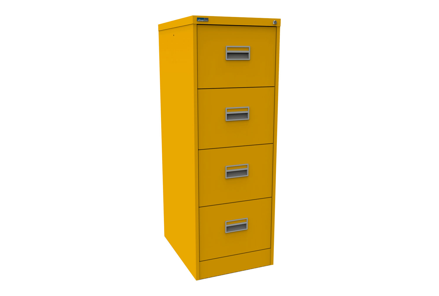 Silverline Midi 4 Drawer Filing Cabinets, 4 Drawer - 46wx62dx132h (cm), Sunshine Yellow