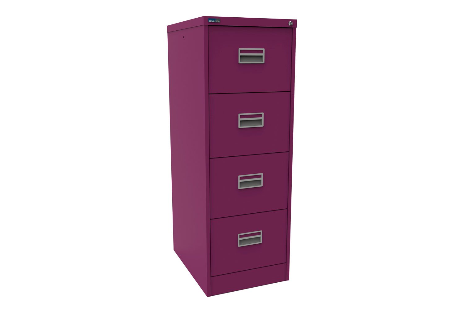 Silverline Midi 4 Drawer Filing Cabinets, 4 Drawer - 46wx62dx132h (cm), Traffic Purple
