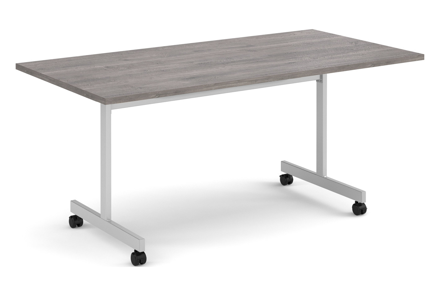 Foxham Rectangular Flip Top Meeting Tables, 160wx80dx73h (cm), Grey Oak, Express Delivery