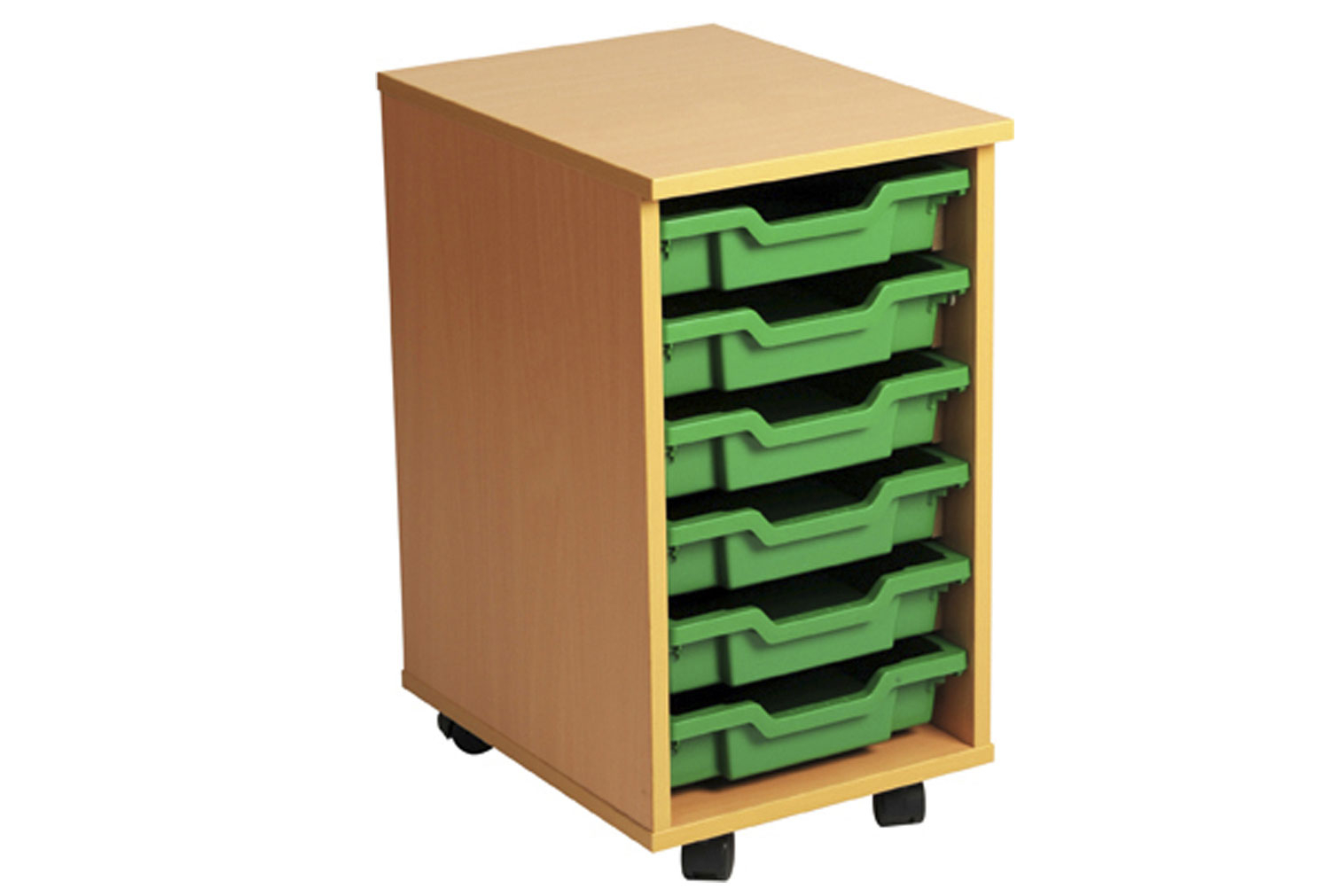 Primary Single Column Mobile Tray Storage Unit With 6 Shallow Trays