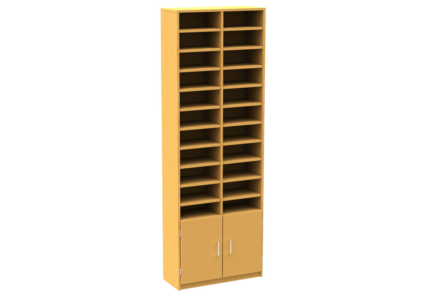 22 Compartment Pigeon Hole Unit With Cupboard, Maple