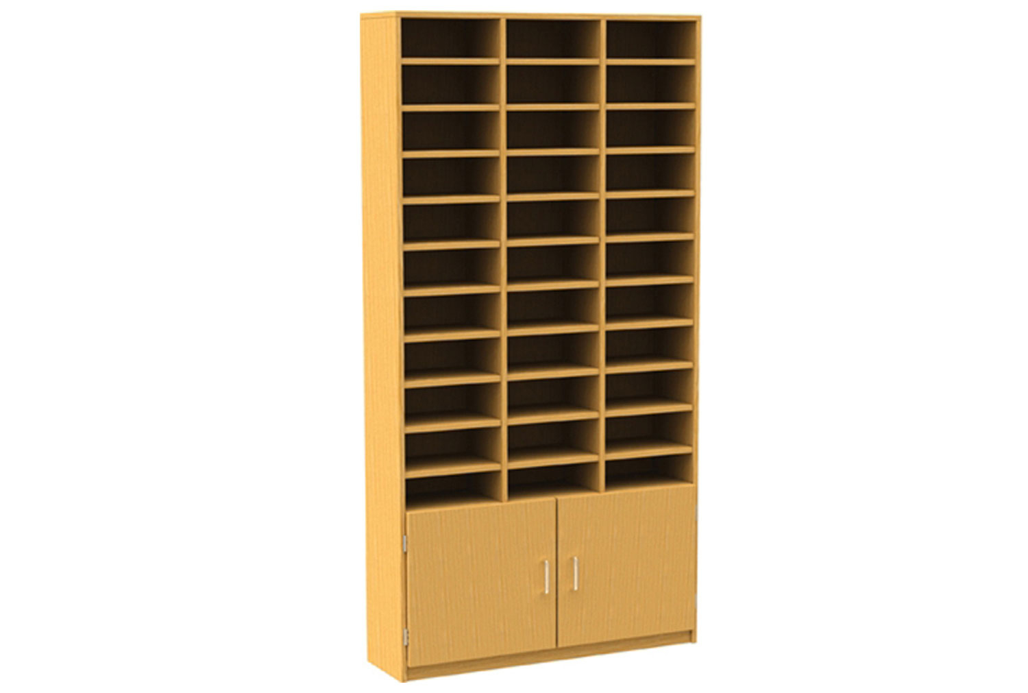 33 Compartment Pigeon Hole Unit With Cupboard, Beech