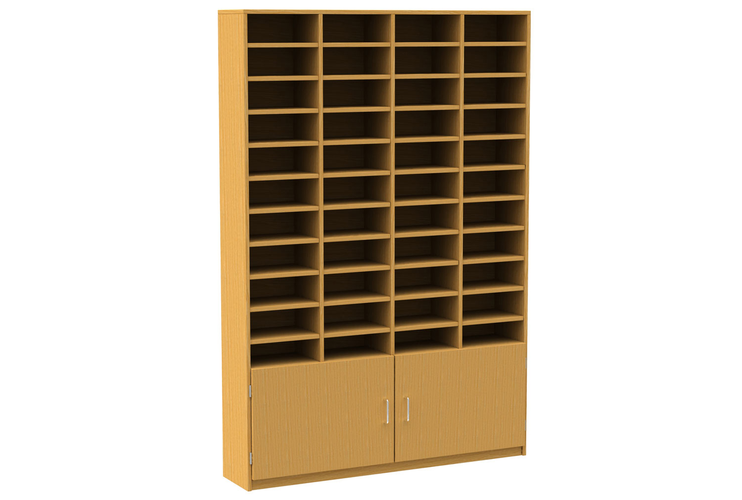 44 Compartment Pigeon Hole Unit With Cupboard, Oak