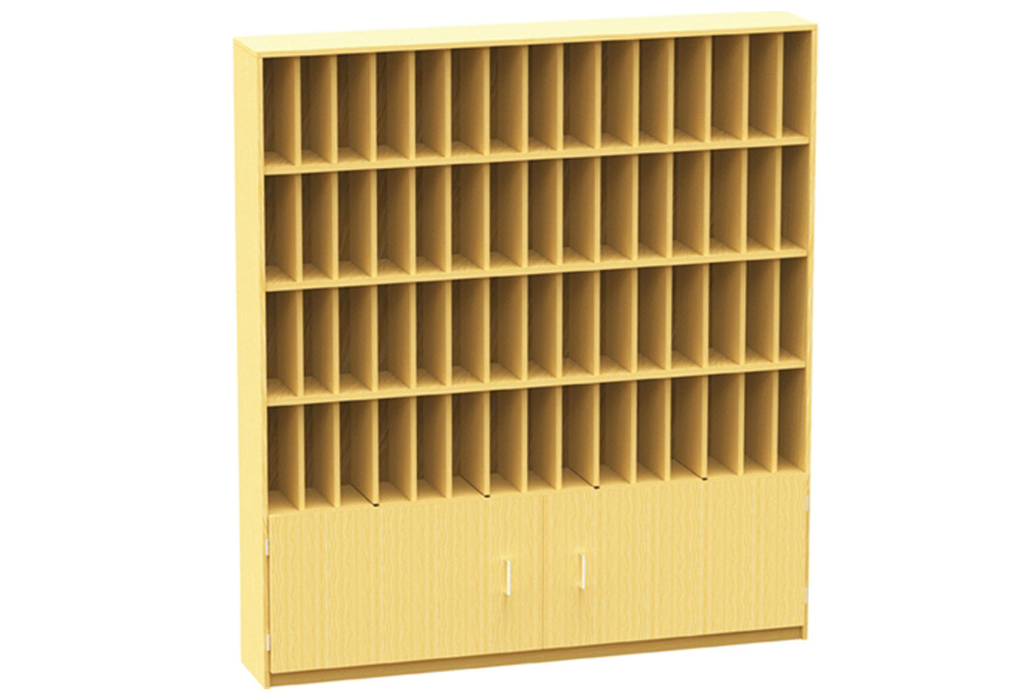 60 Compartment Pigeon Hole Post Unit With Cupboard, Beech