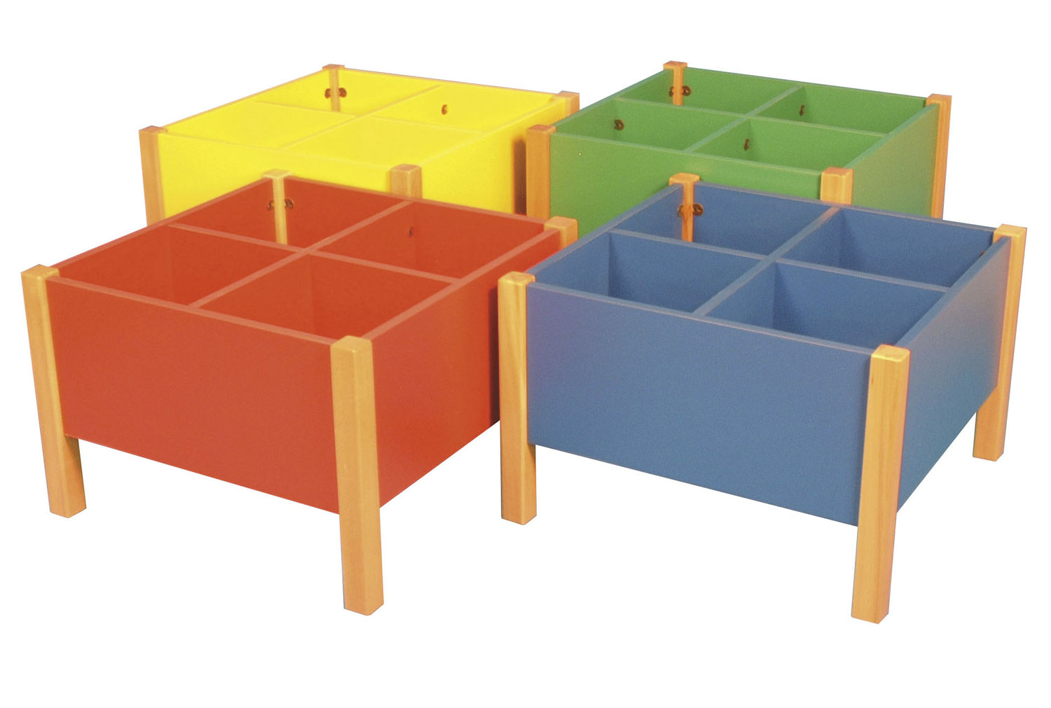Early Years Rainbow 4 Bay Kinderbox With Beech Frame, Red