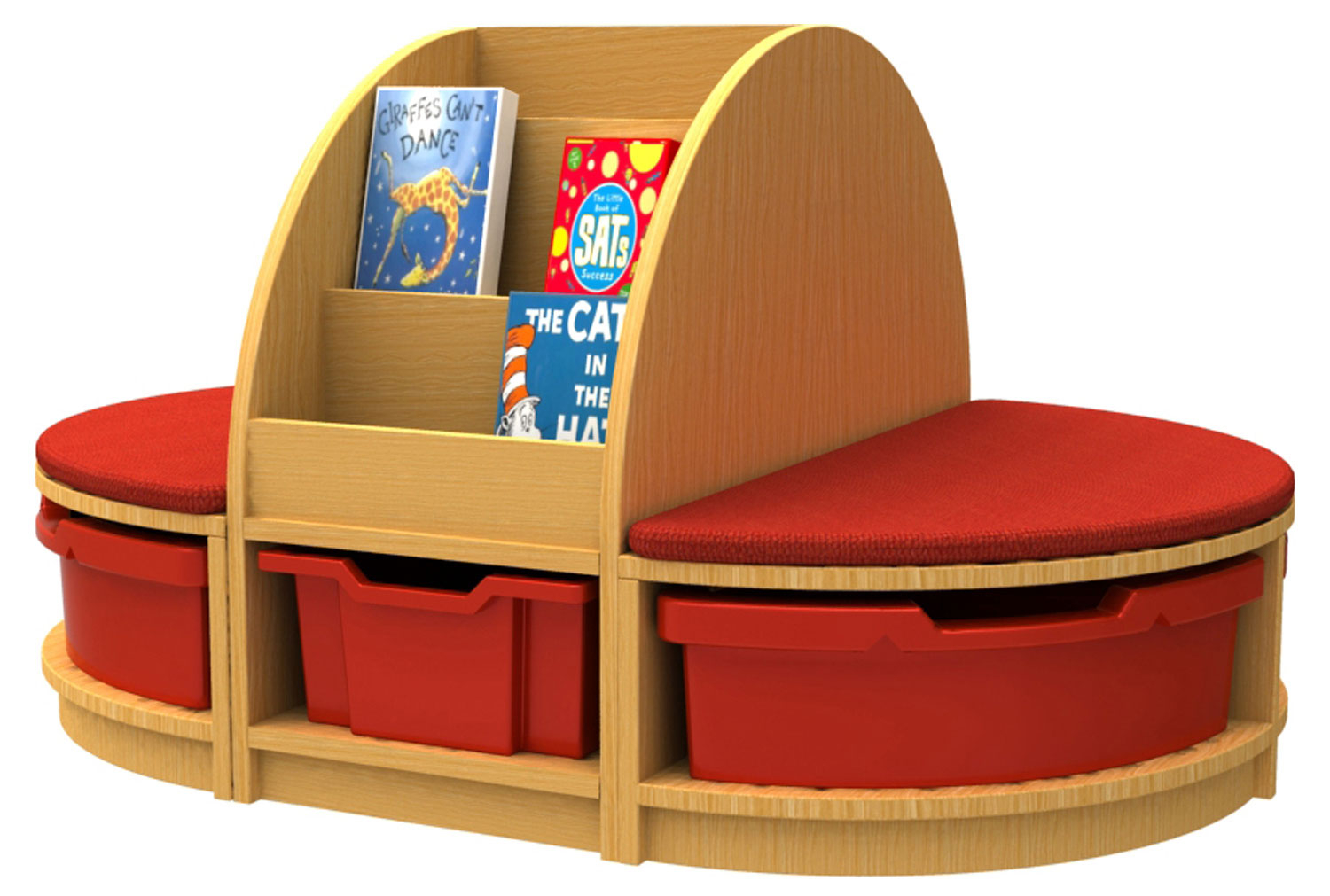 Arc Book Storage And Seating Island With 6 Trays