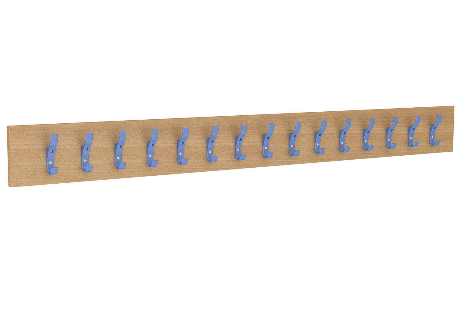 Straight Coat Rail With 15 Hooks, Blue