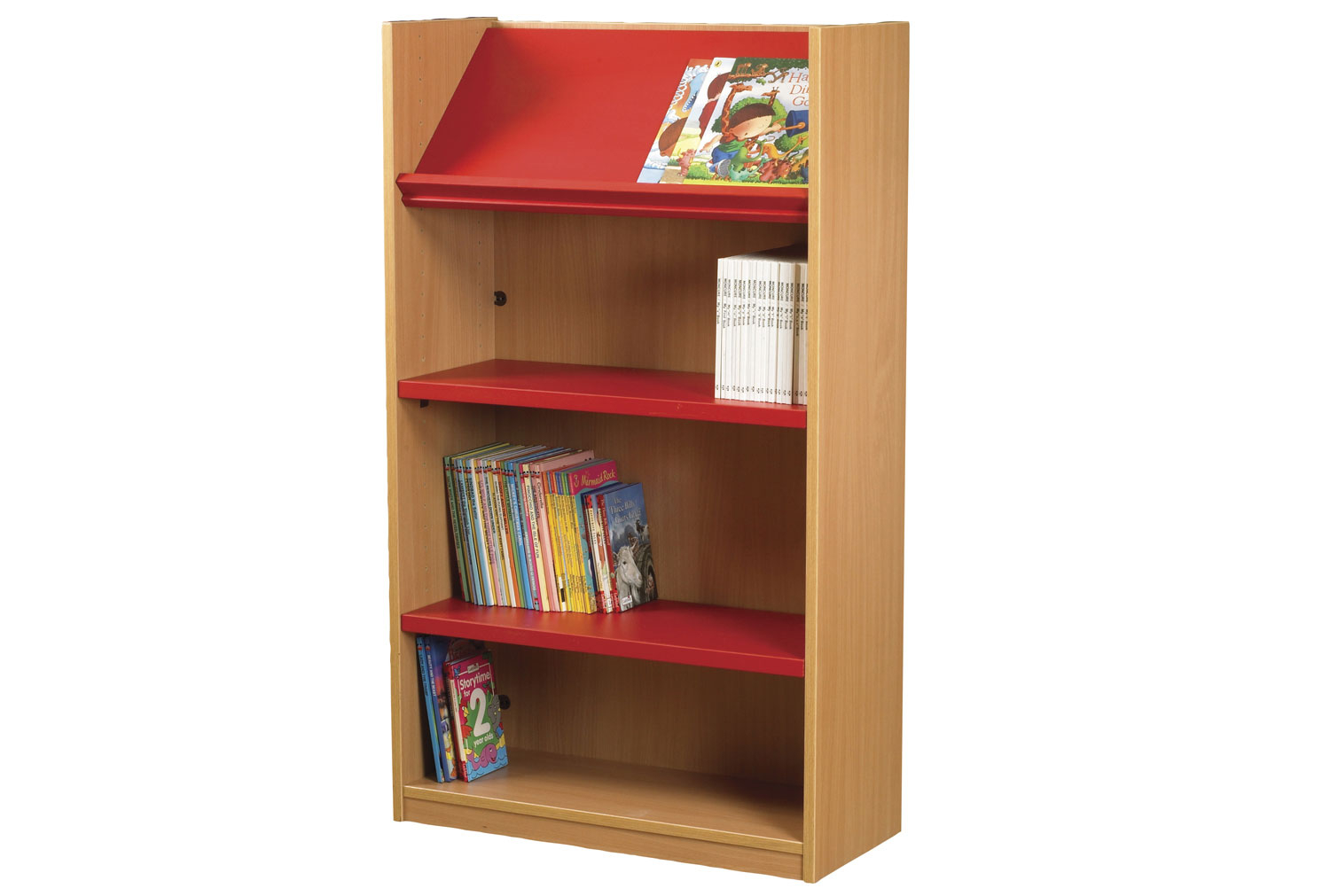 Nucleus Single Sided Classroom Bookcase With Display Top, 54wx31dx90h (cm), Red