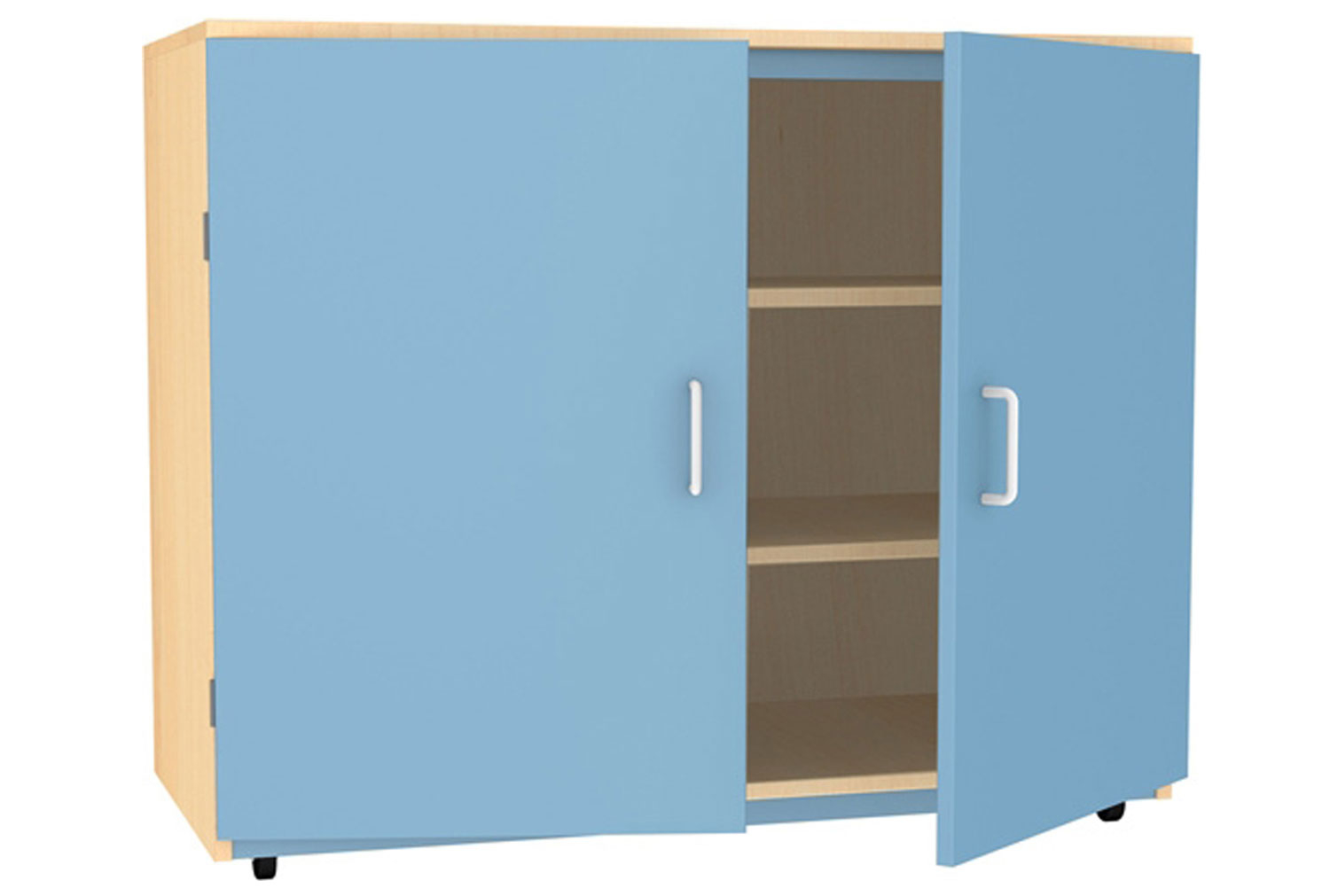 Burst Multipurpose Double Door Classroom Cupboard, 85h (cm), Beech Body/ Pink Doors