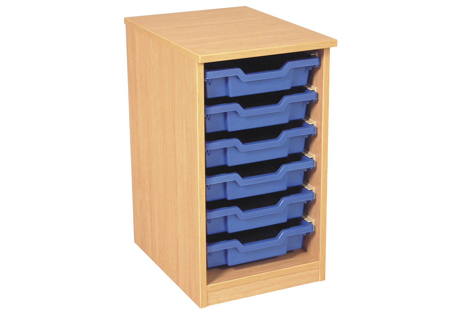Premium Single Column School Classroom Tray Storage Unit With 6 Shallow School Classroom Trays, Beech/ Lime Jolly School Classroom Trays