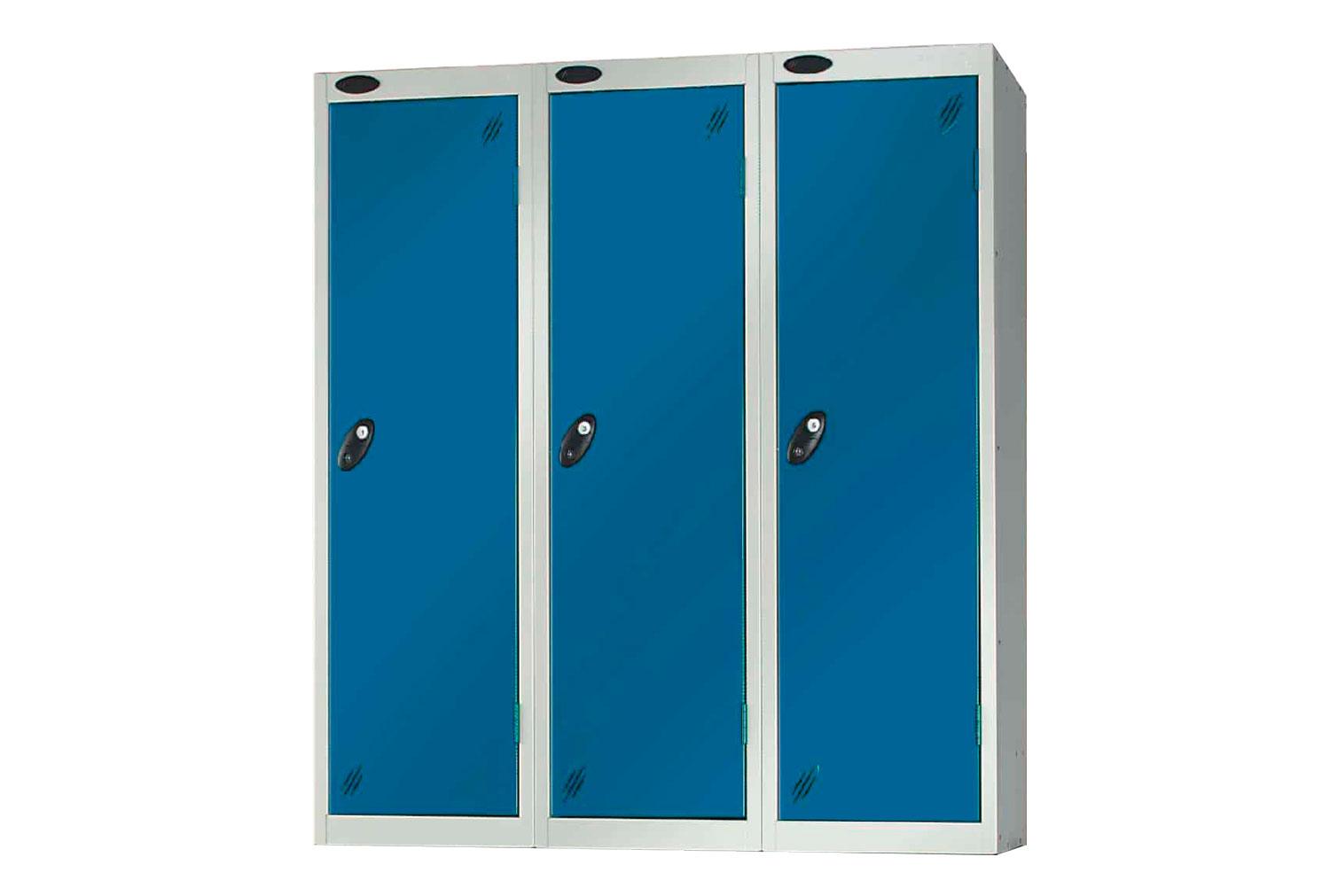 Probe Golf Top Locker Nest Of 3 (Steel Door), Cam Lock, Silver Body, Blue Doors