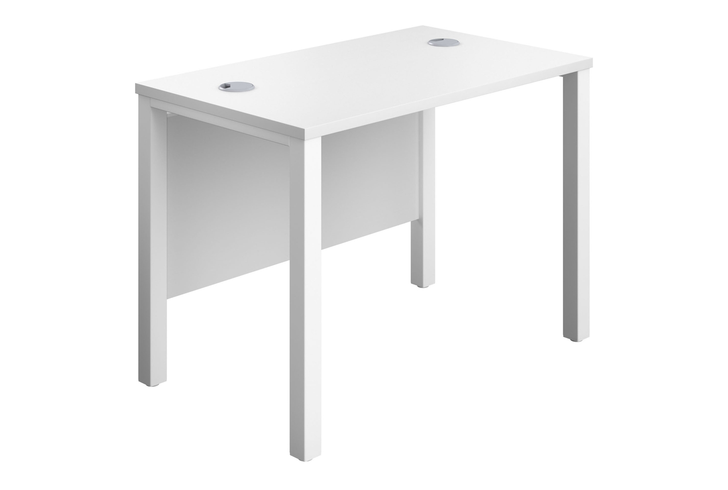 Progress H-Leg Narrow Rectangular Office Desk, 100wx60dx73h (cm), White Frame, White