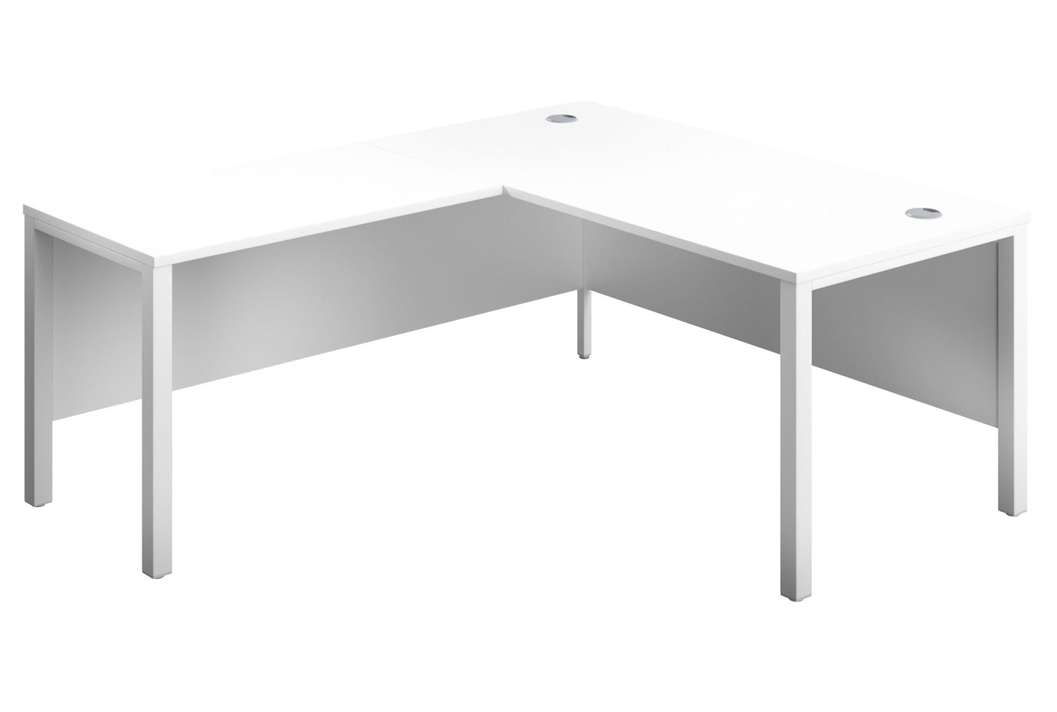 Progress H-Leg Left Hand L-Shape Office Desk, 180wx180dx73h (cm), White Frame, White, Fully Installed