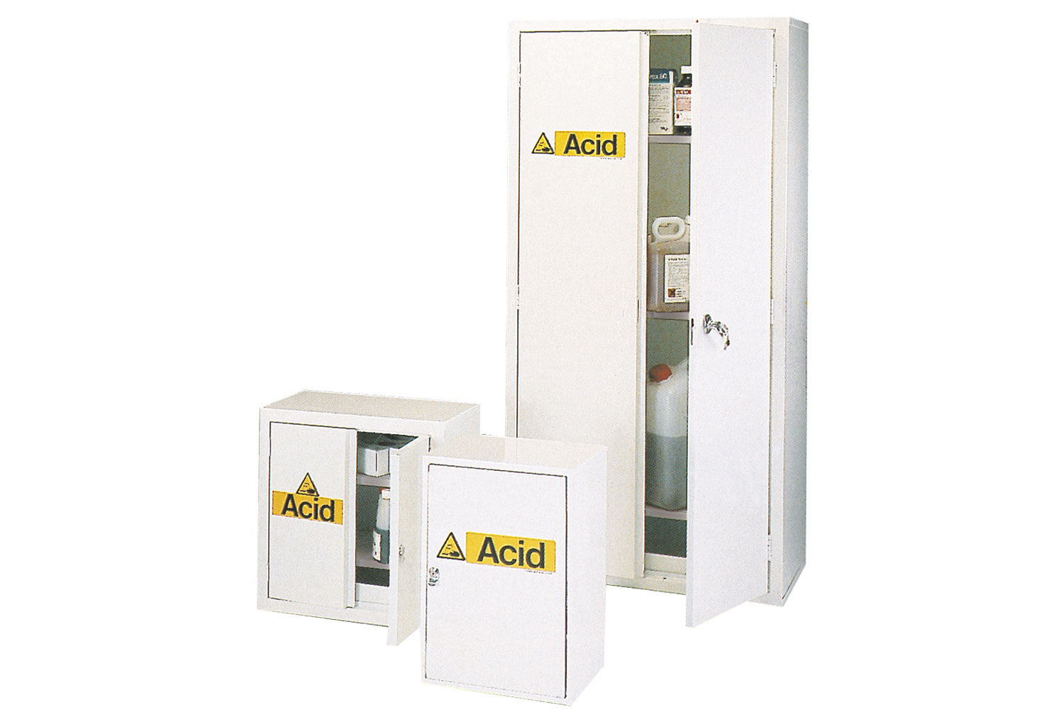 Acid Storage Cabinets, 3 Shelf - 915wx483dx1830h (mm), White