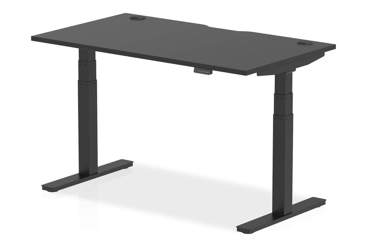 Vitali Nero Sit & Stand Rectangular Office Desk (Black Legs), 140wx80dx66/130h (cm), Black, Express Delivery