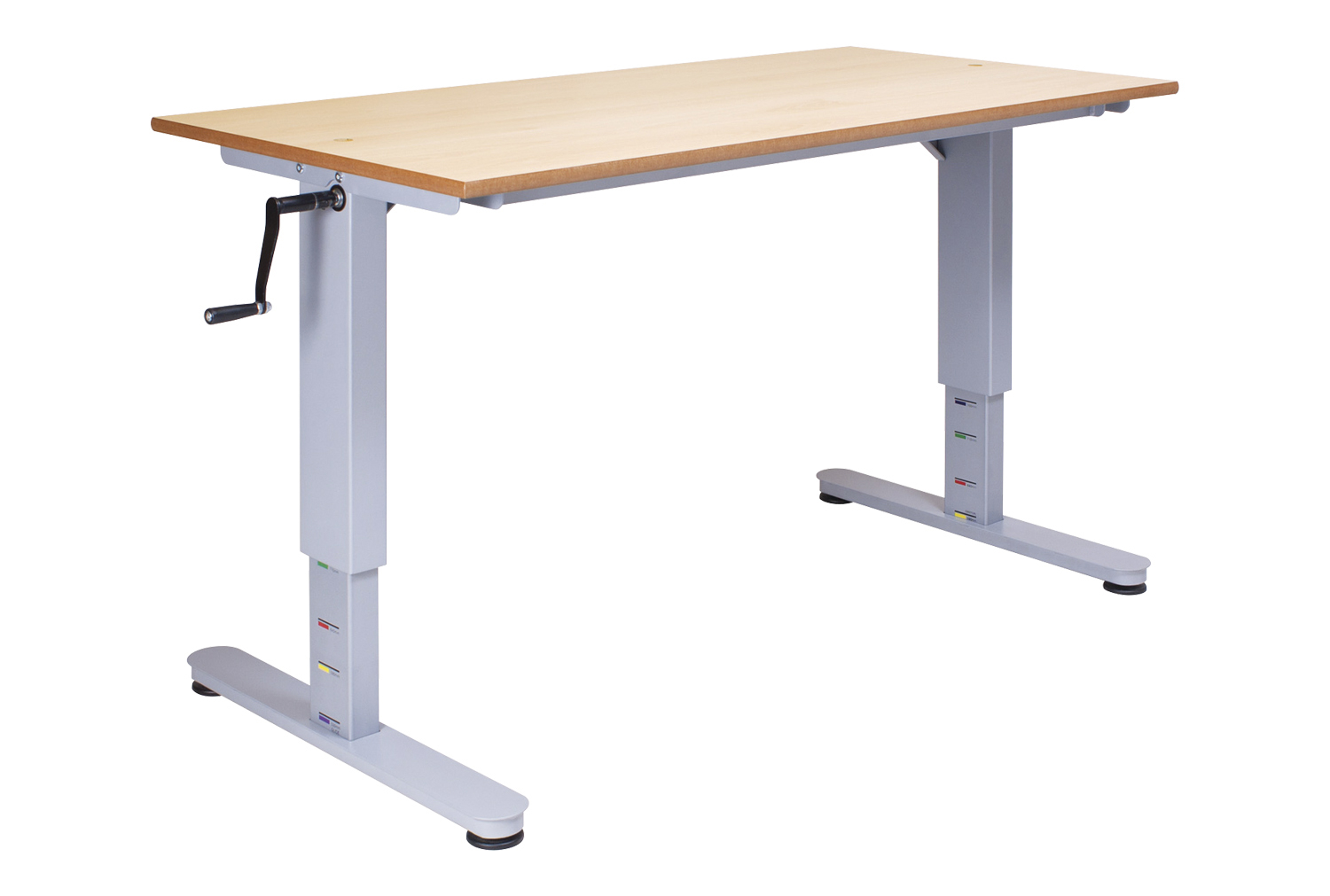 Qty 4 - Educate Crank Height Adjus Classroom Table Narrow Desk (MDF Edge), 80cm, Light Grey