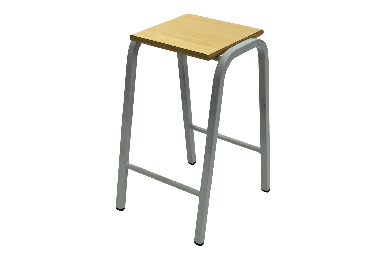 Qty 6 - Educate Heavy Duty Wooden Top Classroom Stools, 35wx30dx51h (cm), Light Grey Frame, Beech Top