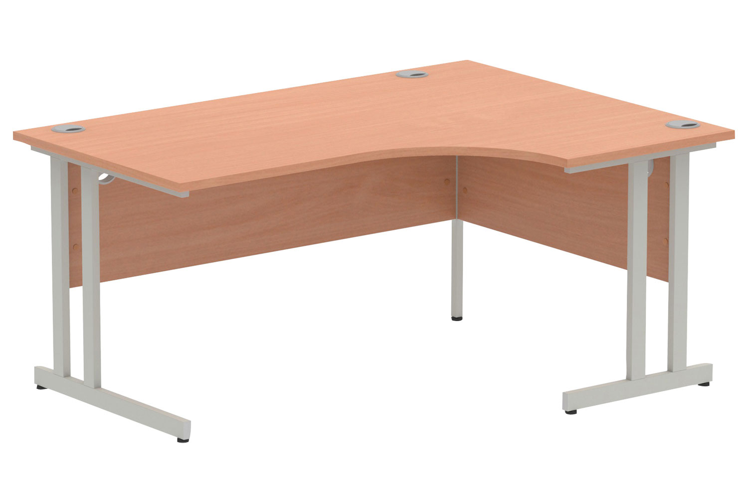 Vitali C-Leg Right Hand Ergonomic Office Desk (Silver Legs), 160wx120/80dx73h (cm), Beech