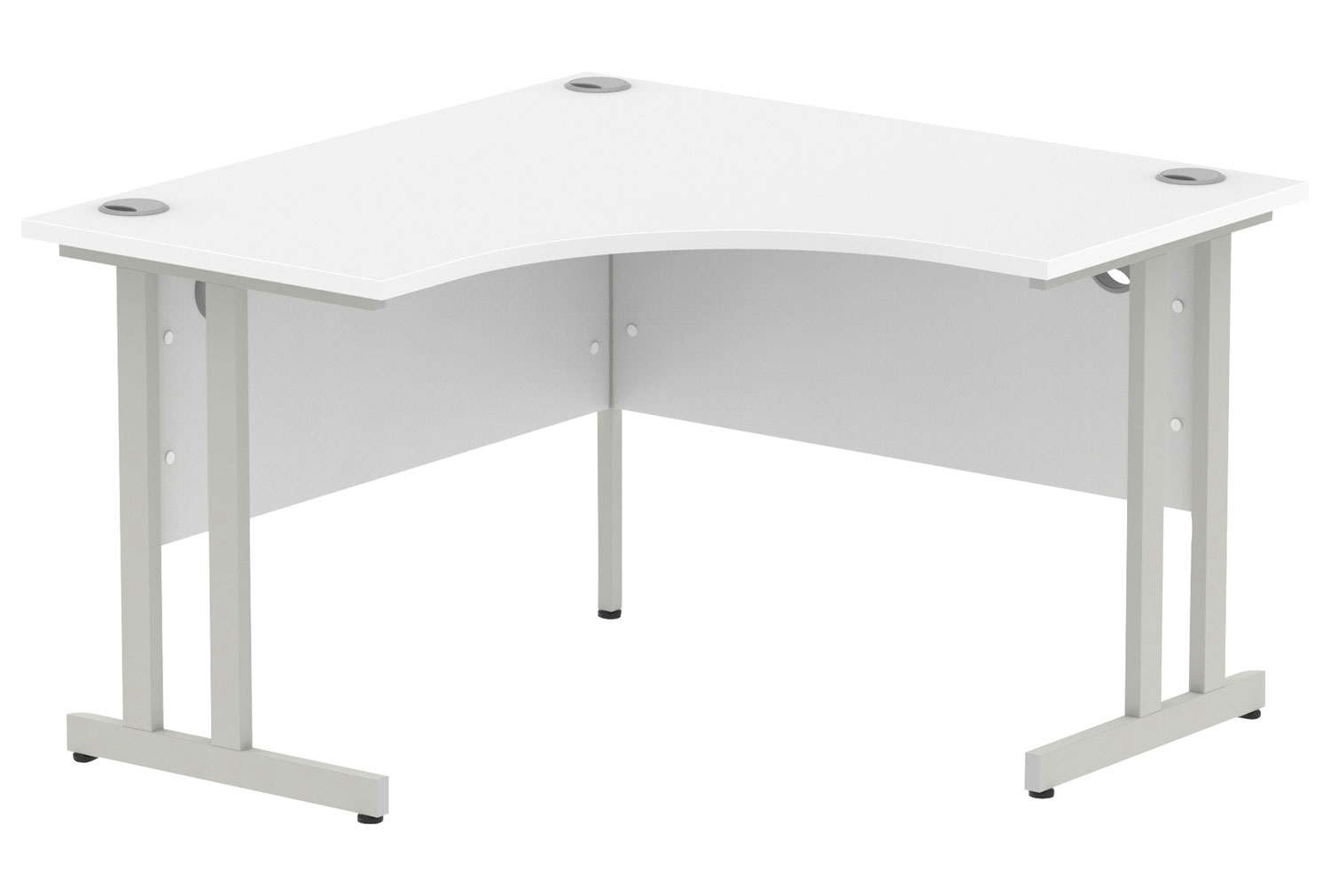 Vitali C-Leg Corner Office Desk (Silver Legs), White, Fully Installed