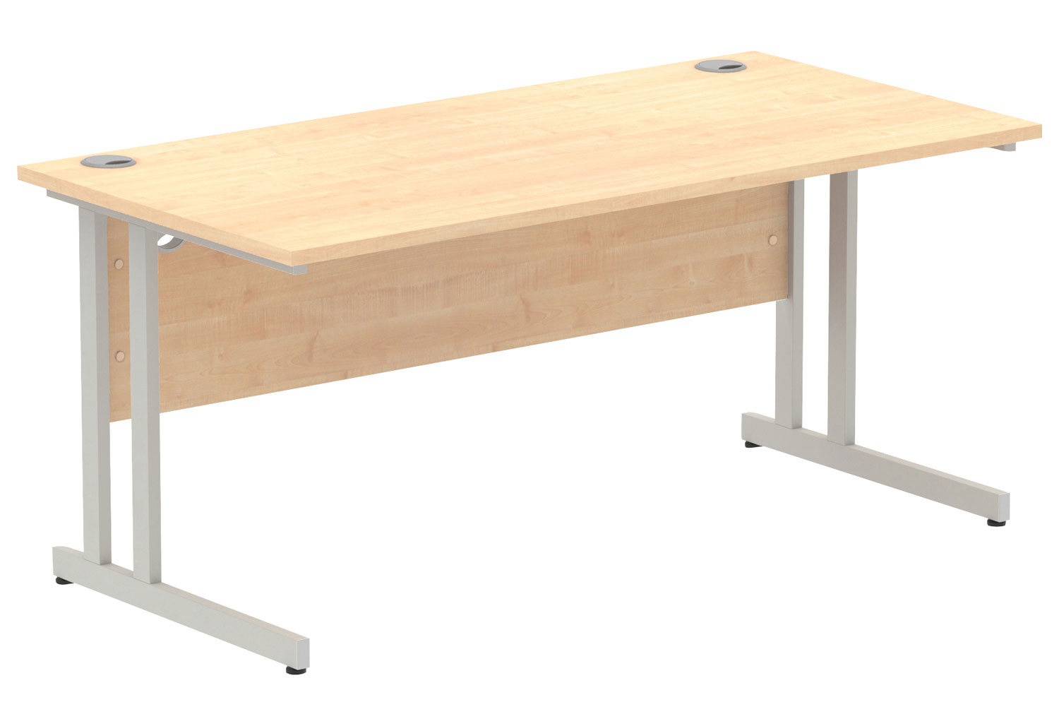 All Maple C-Leg Rectangular Office Desk, 160wx80dx73h (cm), Silver Frame
