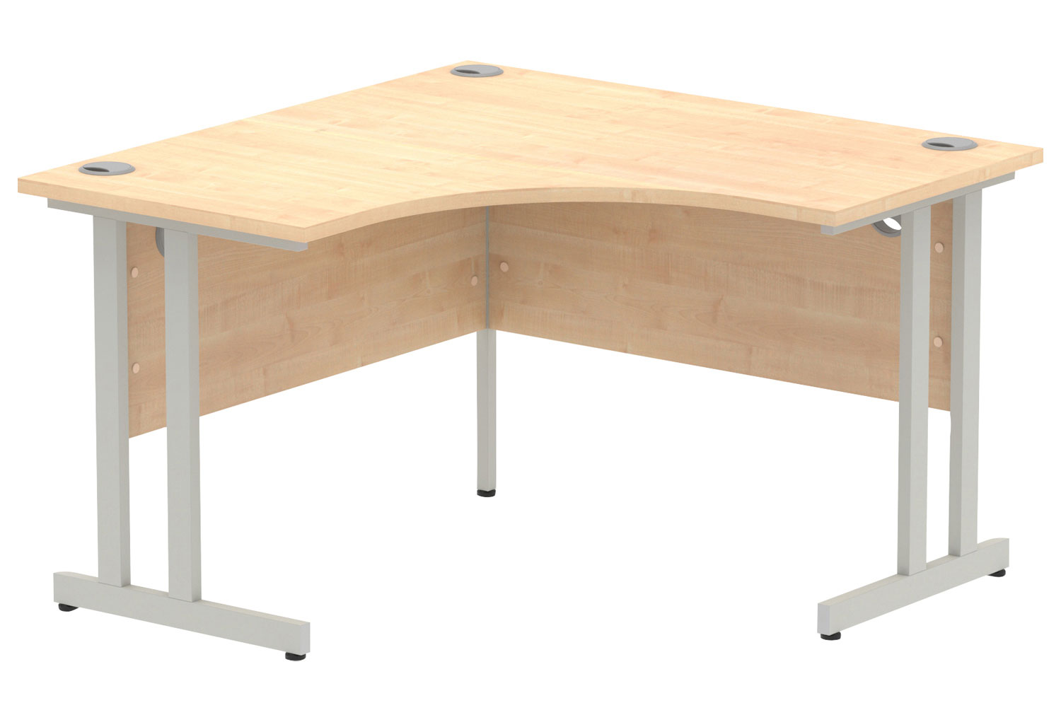 Vitali C-Leg Corner Office Desk (Silver Legs), Maple, Fully Installed