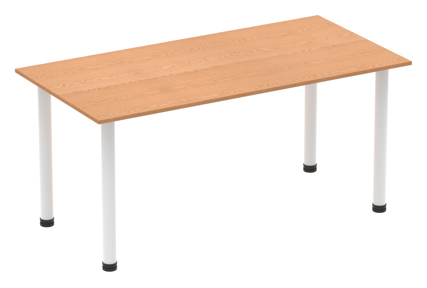 Vitali Rectangular Meeting Table (Tubular Legs), 160wx80dx73h (cm), White Frame, Oak, Express Delivery