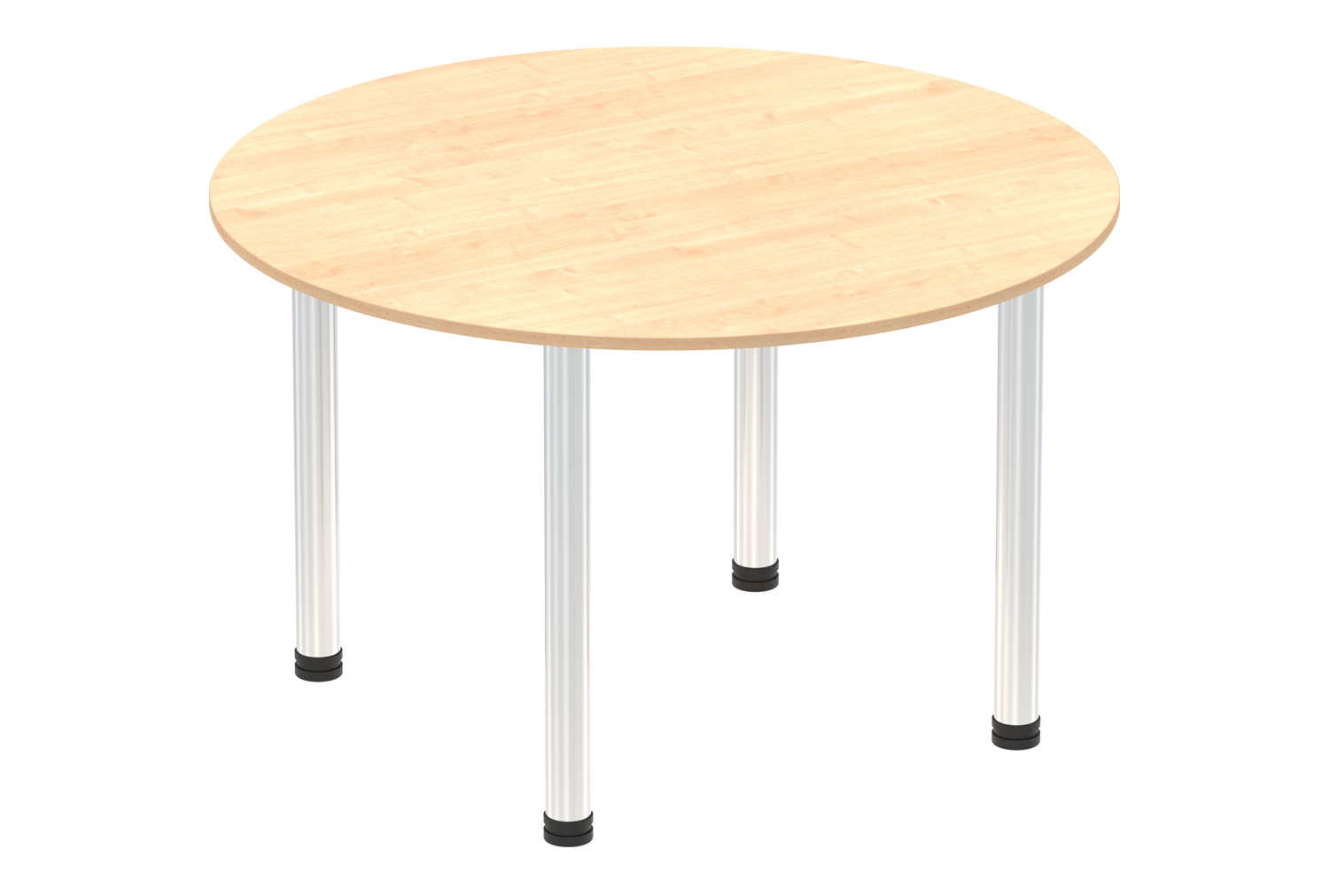 All Maple Circular Meeting Table (Tubular Legs), Chrome Frame, Express Delivery