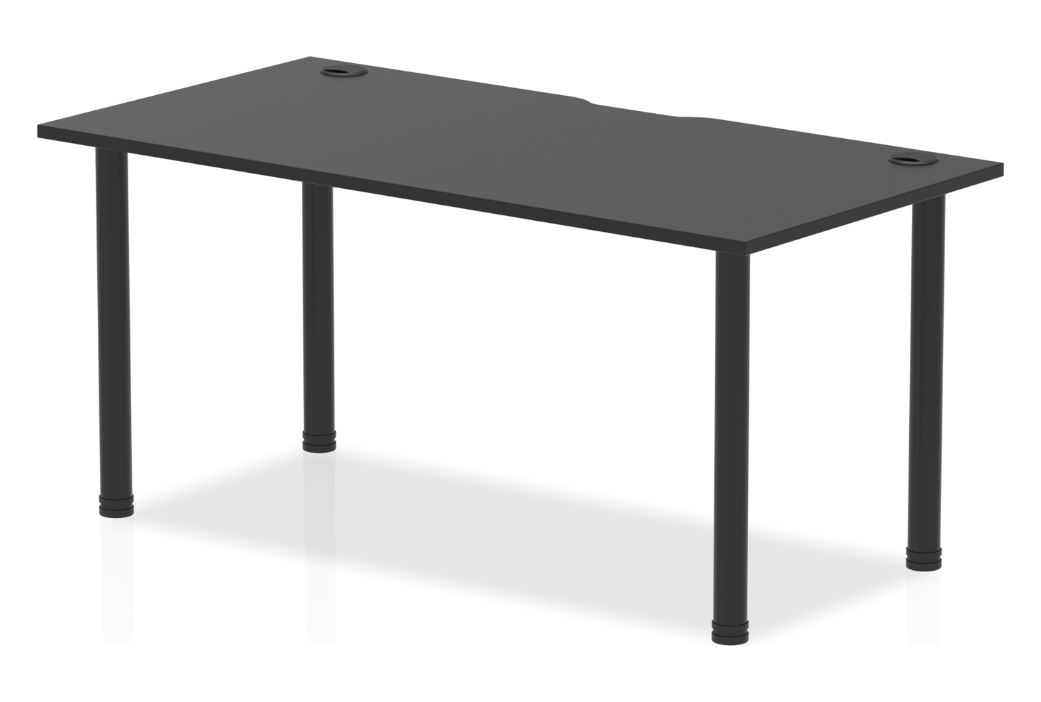 Vitali Nero Rectangular Office Desk (Black Legs), 160wx80dx73h (cm), Black, Express Delivery