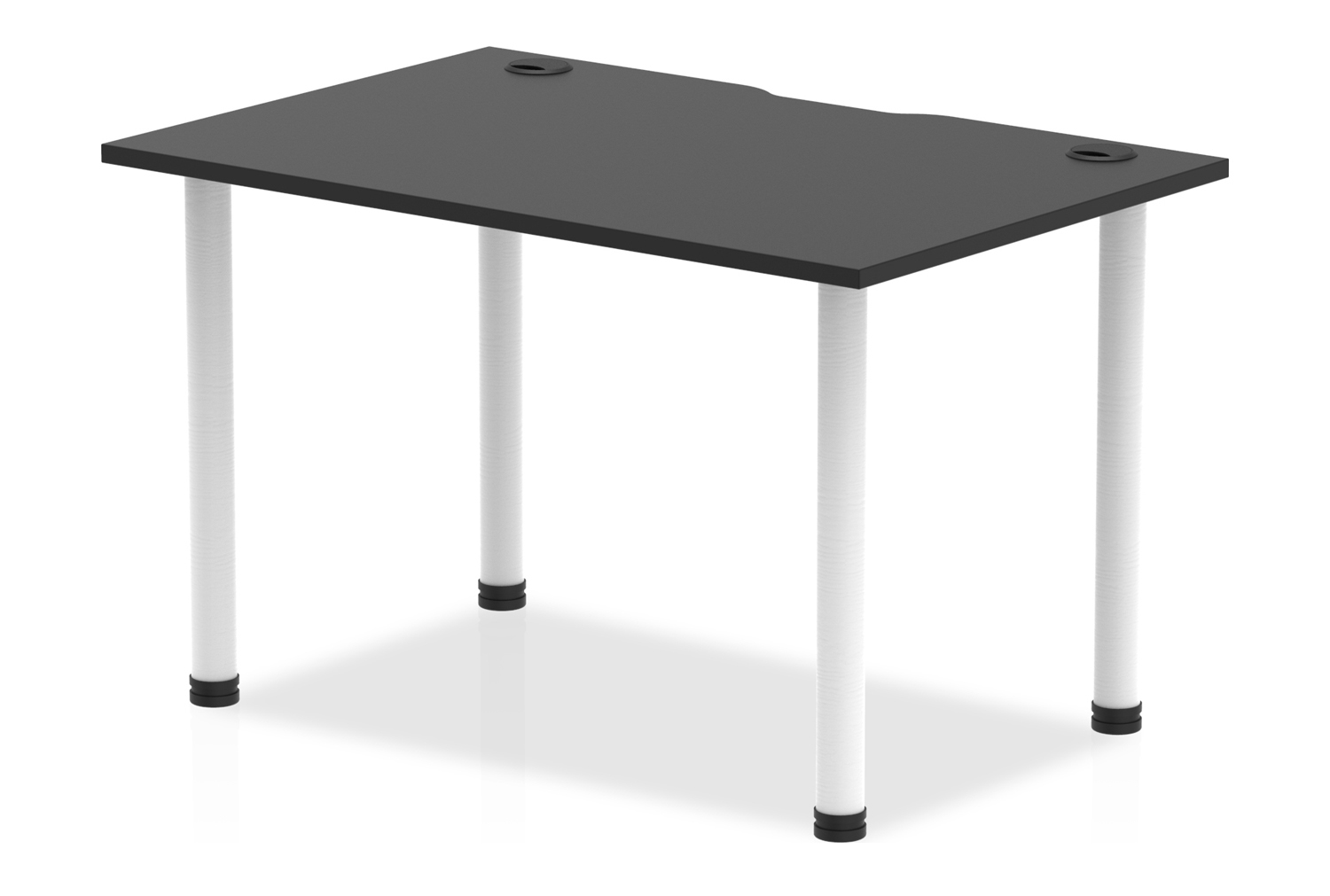 Vitali Nero Rectangular Office Desk (White Legs), 120wx80dx73h (cm), White, Express Delivery
