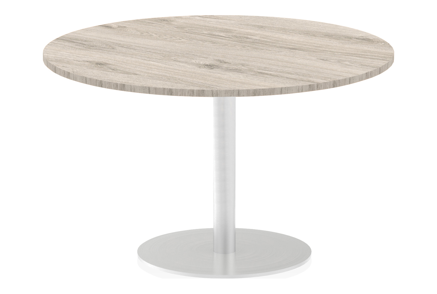 Vitali Radial Base Circular Dining Table, 120diax73h (cm), Grey Oak, Fully Installed