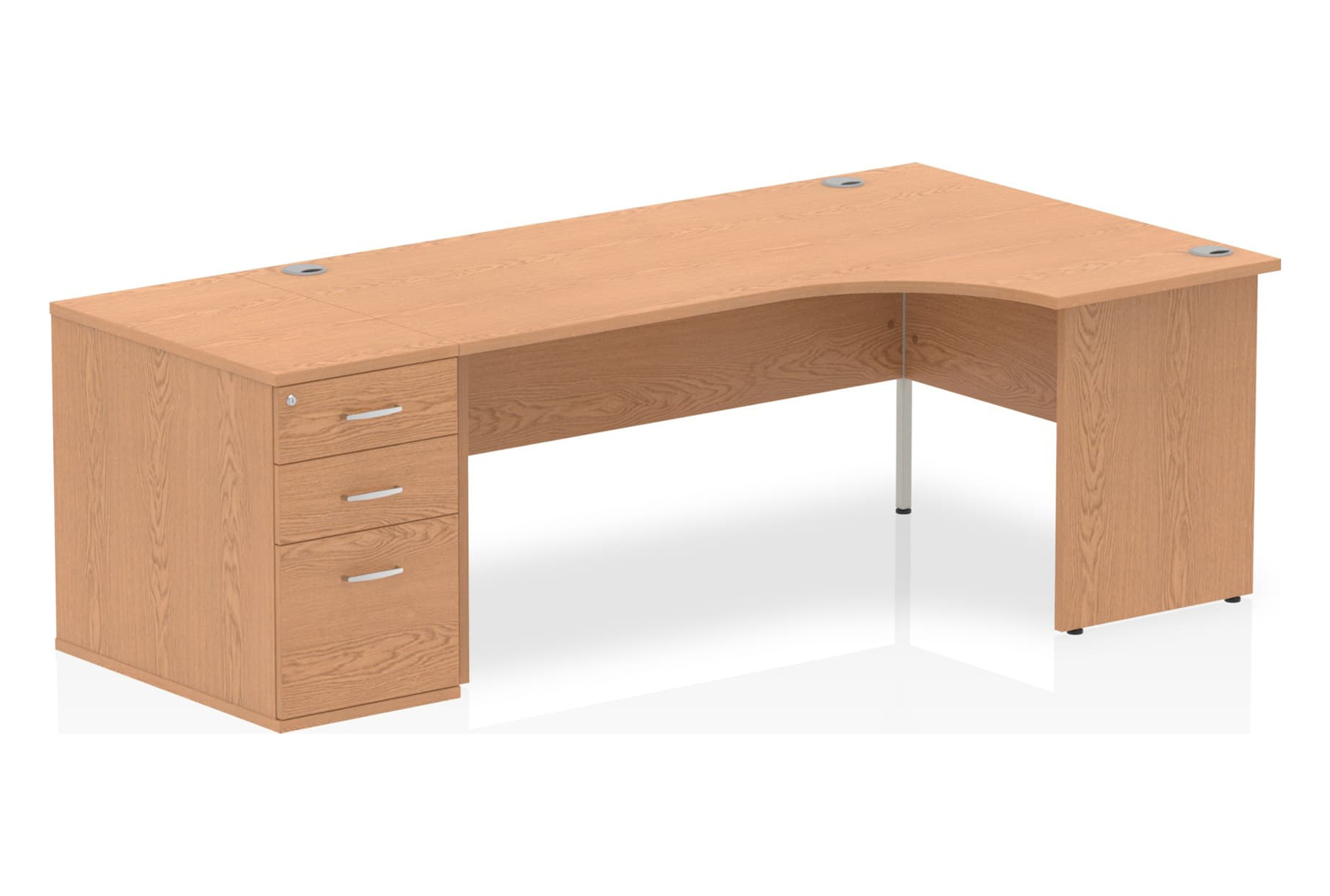 Vitali Panel End Office Desk Bundle Deal 6, 180wx120/80dx73h (cm), Oak, Fully Installed