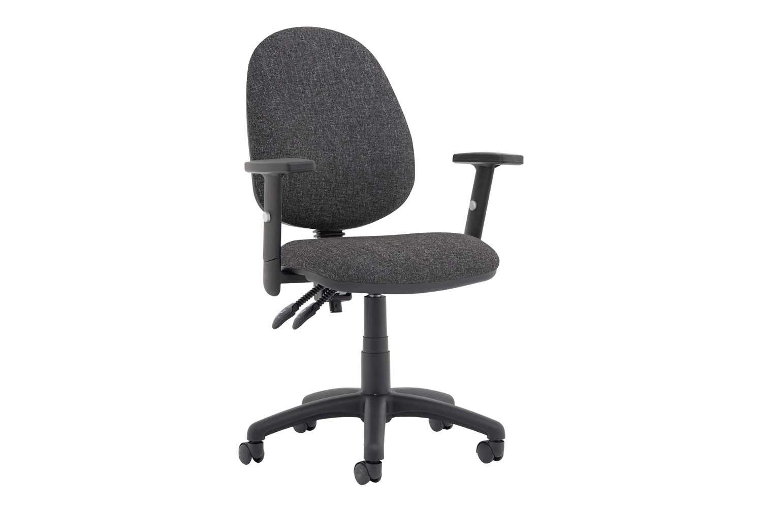 Lunar Plus 2 Lever Fabric Operator Office Chair With Adjustable Arms, Charcoal