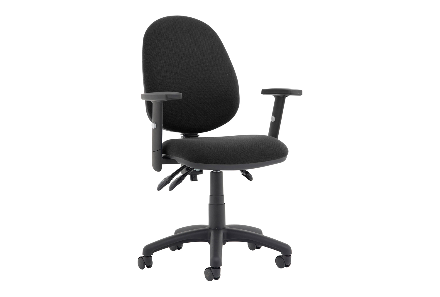 Lunar Plus 3 Lever Fabric Operator Office Chair With Adjustable Arms, Black, Express Delivery