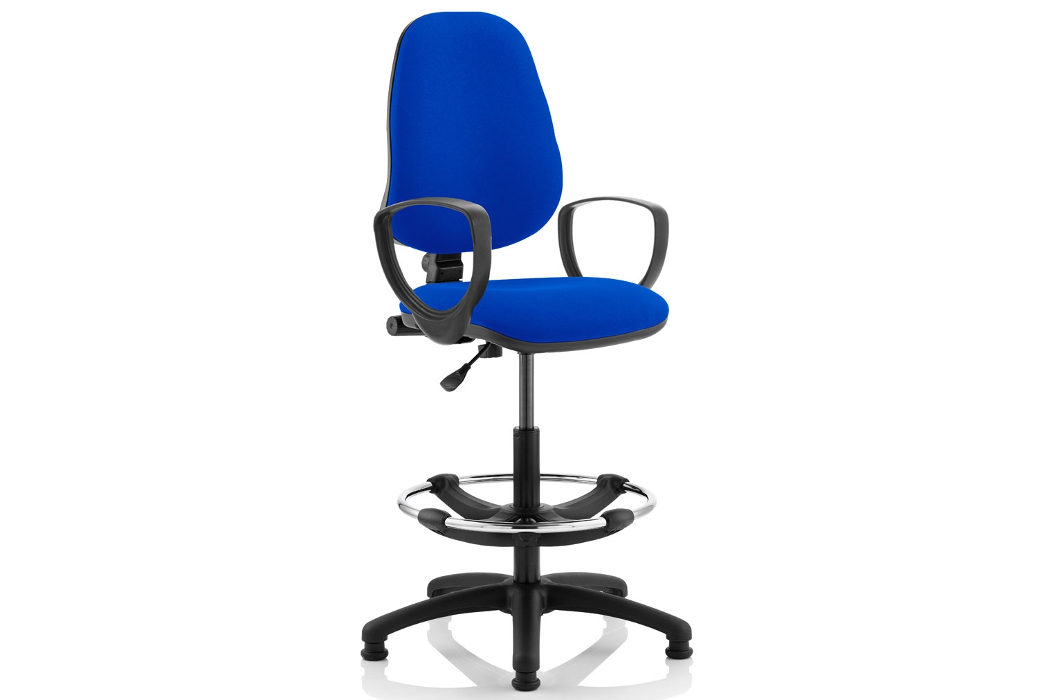 Lunar 1 Lever High Back Fabric Draughtsman Chair (Fixed Arms)