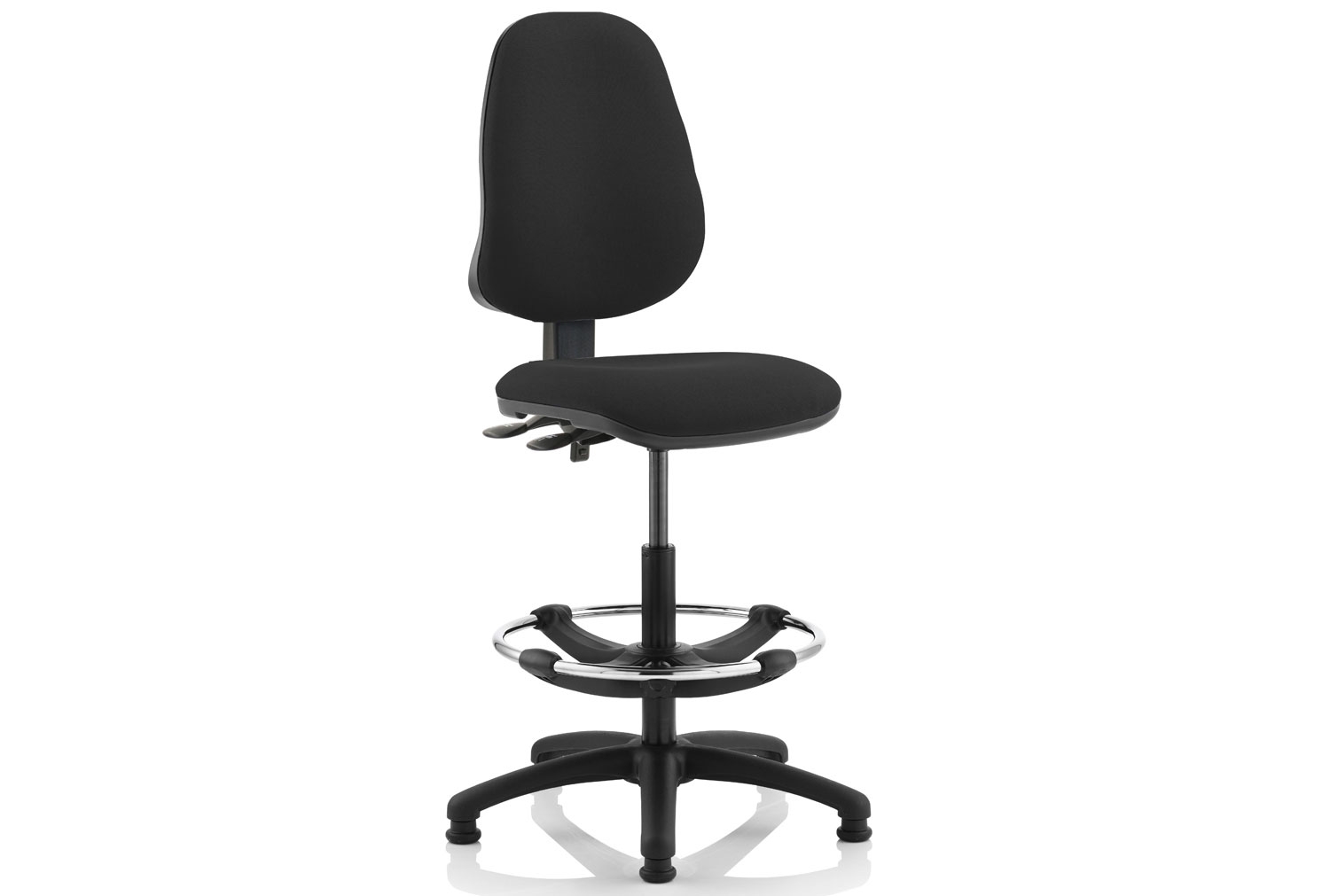Lunar Plus 2 Lever Fabric Draughtsman Office Chair With No Arms, Black