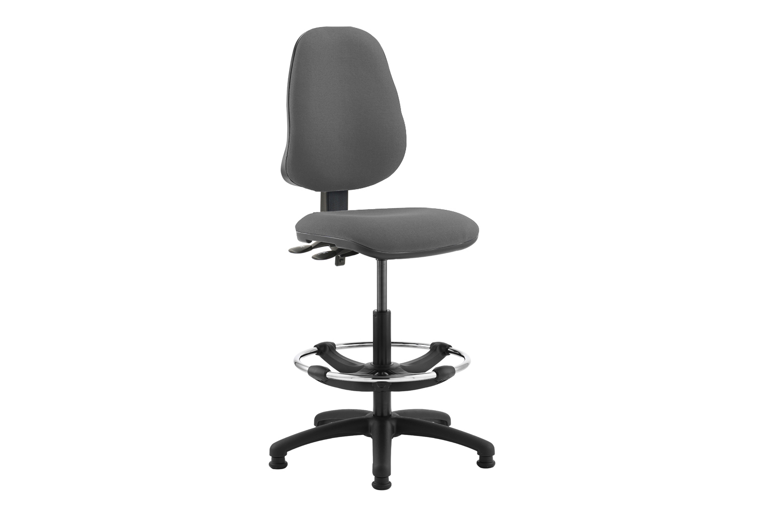 Lunar Plus 2 Lever Fabric Draughtsman Office Chair With No Arms, Charcoal