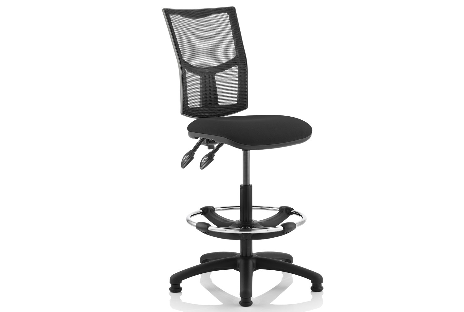 Lunar Plus 2 Lever Mesh Back Draughtsman Office Chair With No Arms, Black, Fully Installed