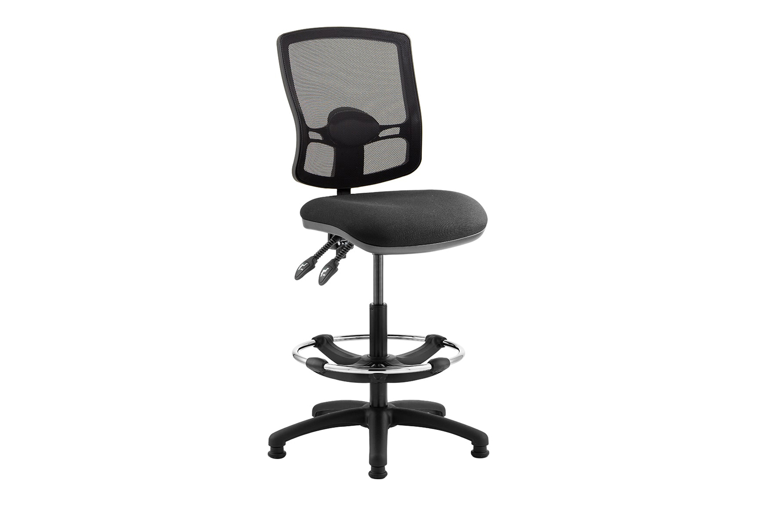 Lunar Plus 2 Lever Deluxe Mesh Back Draughtsman Office Chair With No Arms, Black, Express Delivery