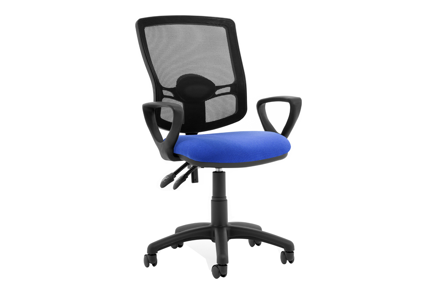 Lunar Plus 2 Lever Deluxe Mesh High Back Operator Office Chair (Fixed Arms), Blue